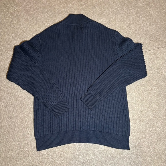L.L. Bean Navy Ribbed Full Zip Sweater Jacket M - Picture 7 of 8